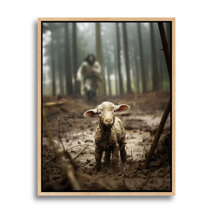 Jesus Running after a Lost Lamb - Canvas