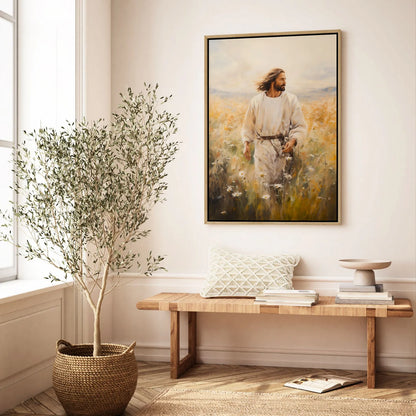 Jesus Walking in a Field - Canvas