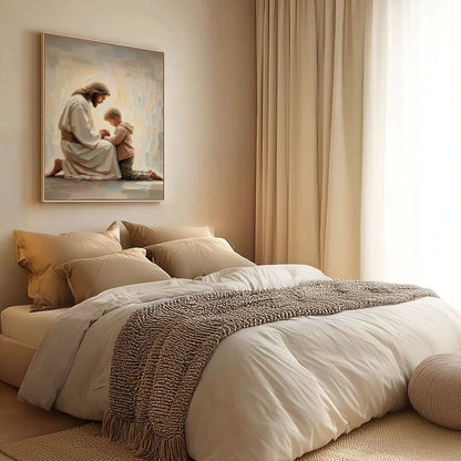 Jesus Praying With Little Boy - Canvas